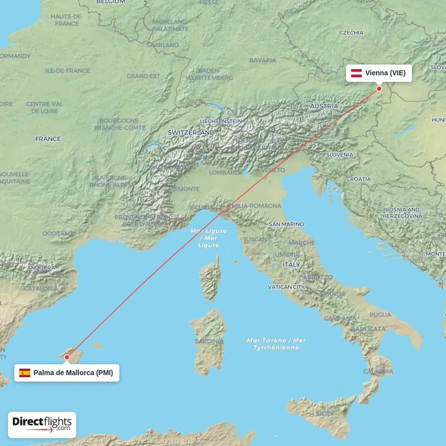 VIE - PMI route map