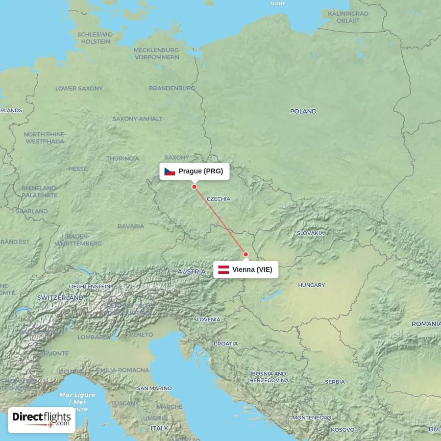 VIE - PRG route map
