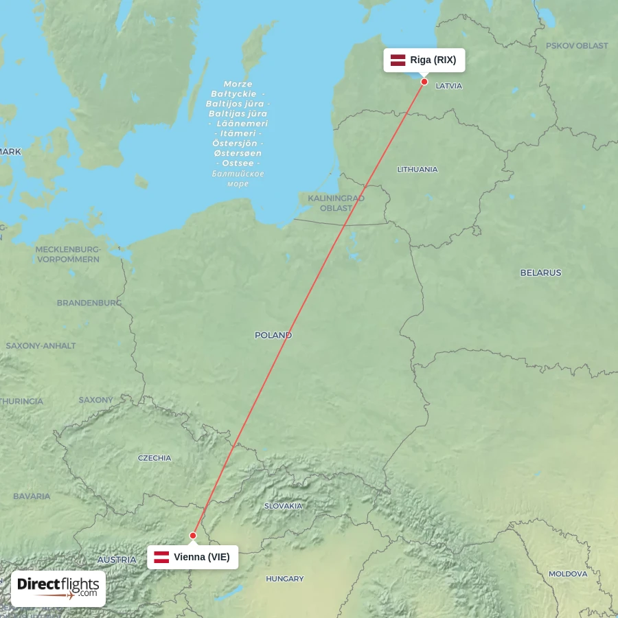 VIE - RIX route map