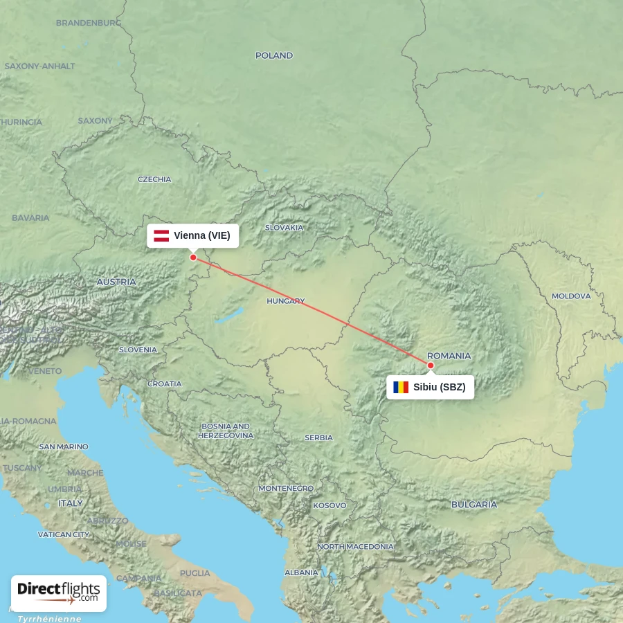 VIE - SBZ route map