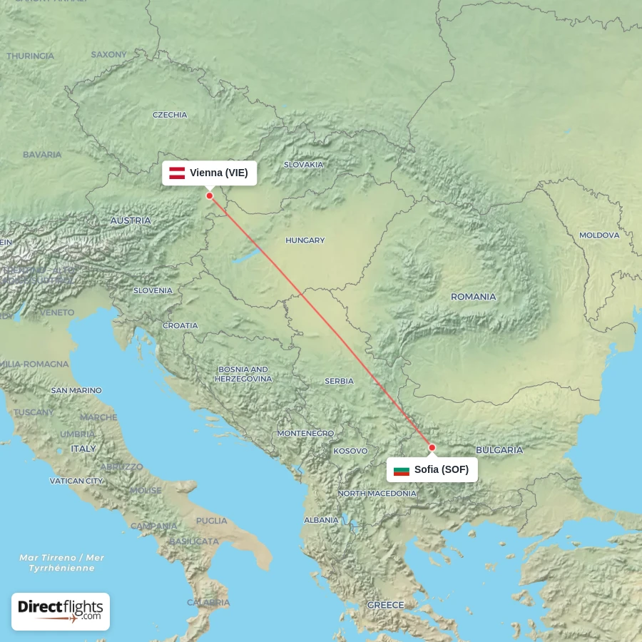 VIE - SOF route map