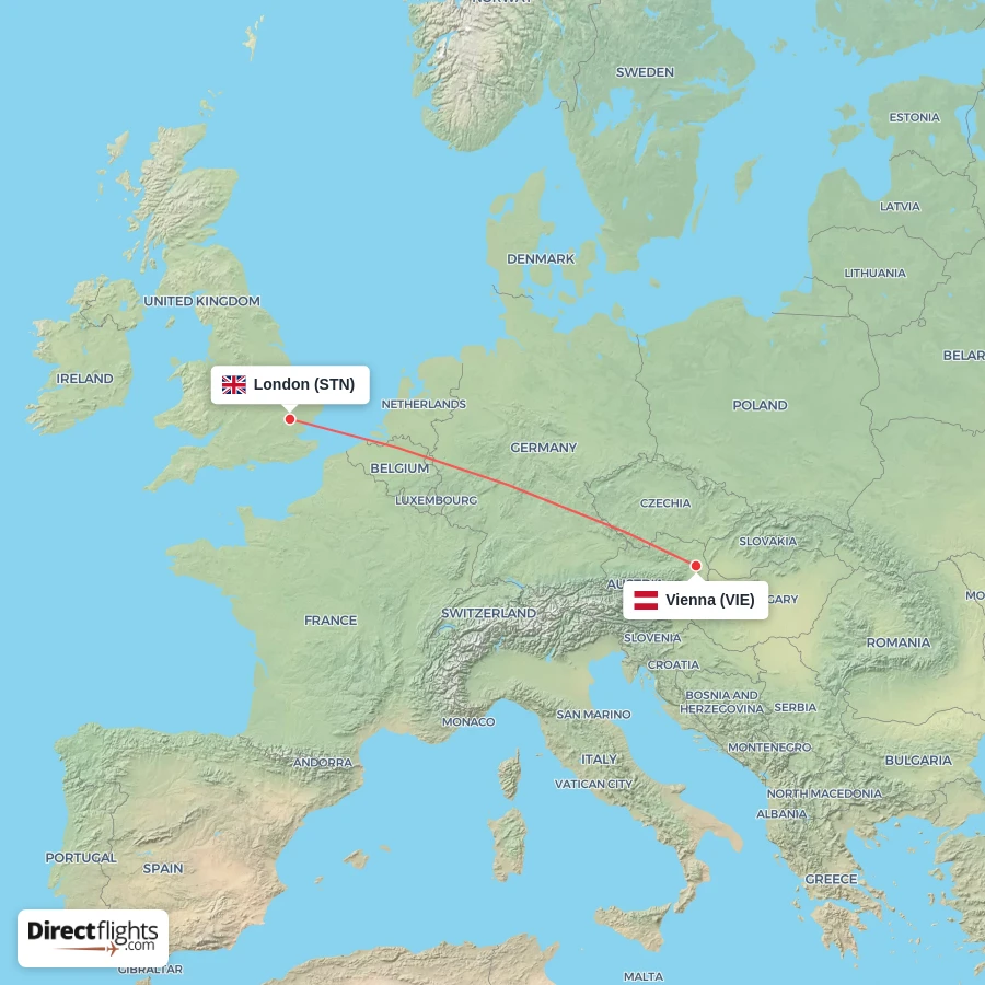 VIE - STN route map