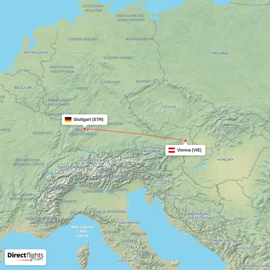 VIE - STR route map