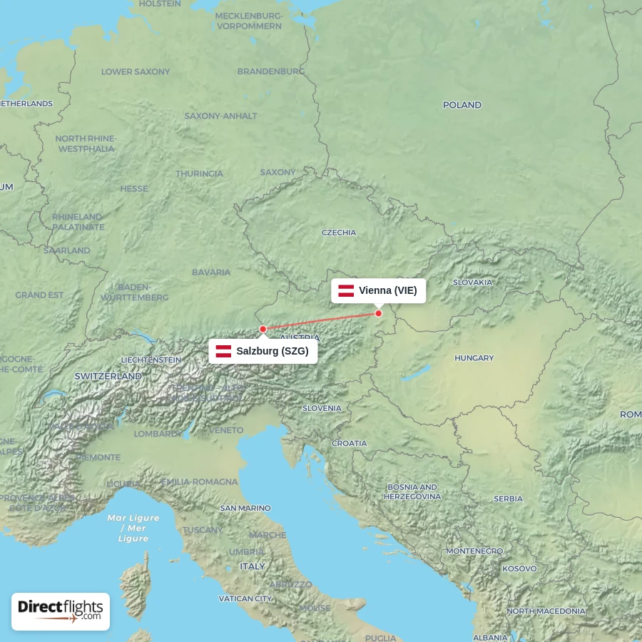 VIE - SZG route map
