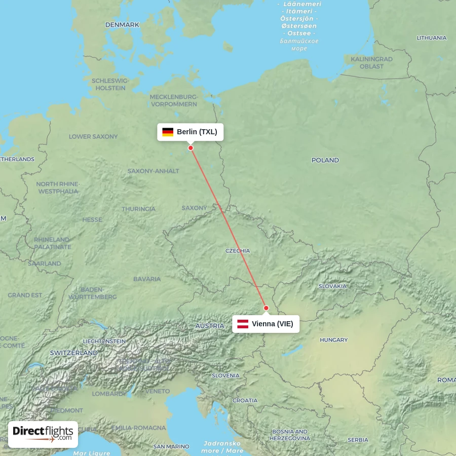 VIE - TXL route map