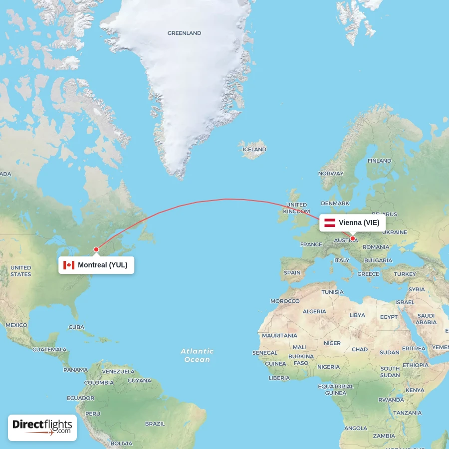 VIE - YUL route map