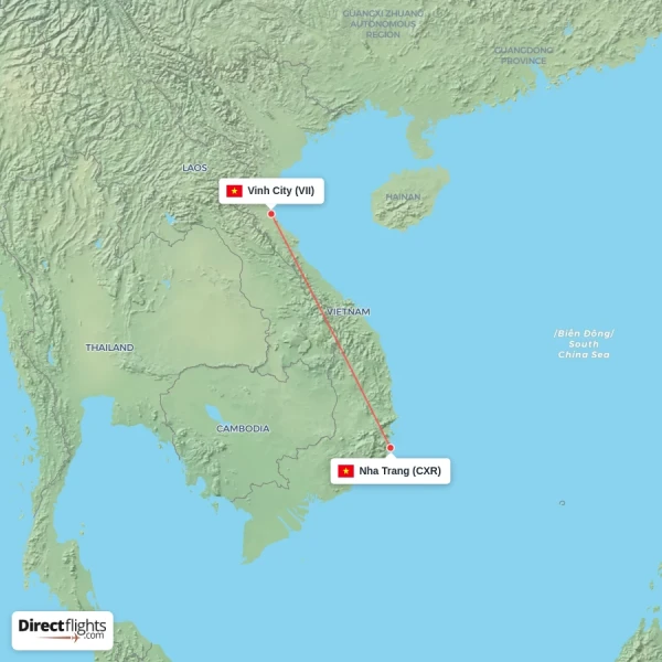 Vinh City - Nha Trang direct flight map