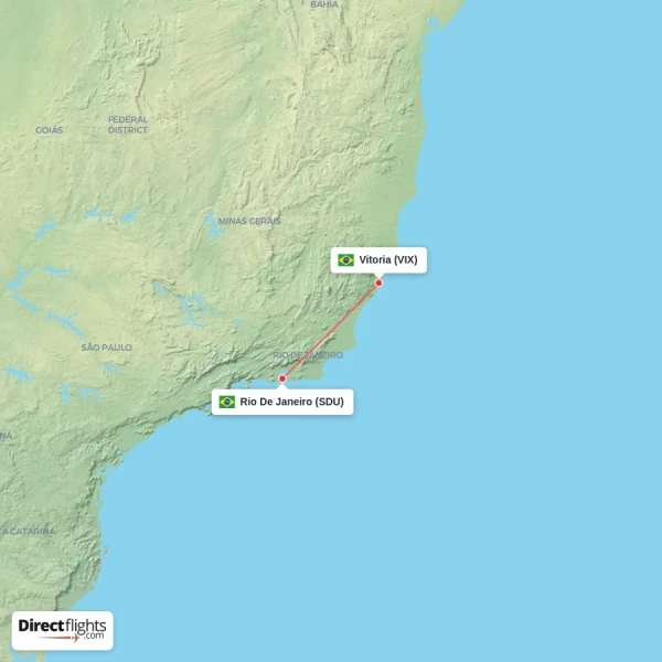 Vitoria - Rio De Janeiro direct flight map