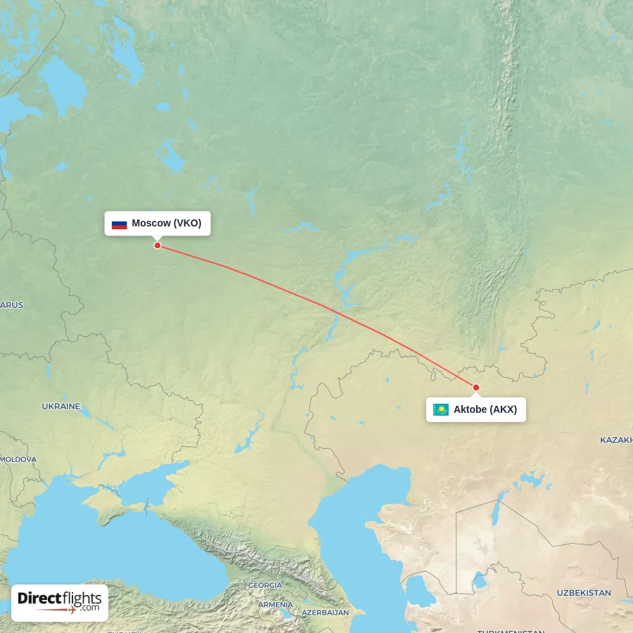 VKO - AKX route map