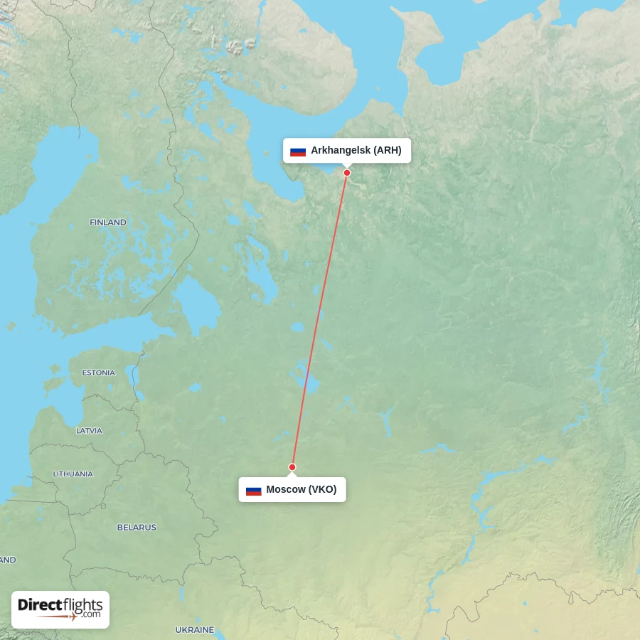 VKO - ARH route map