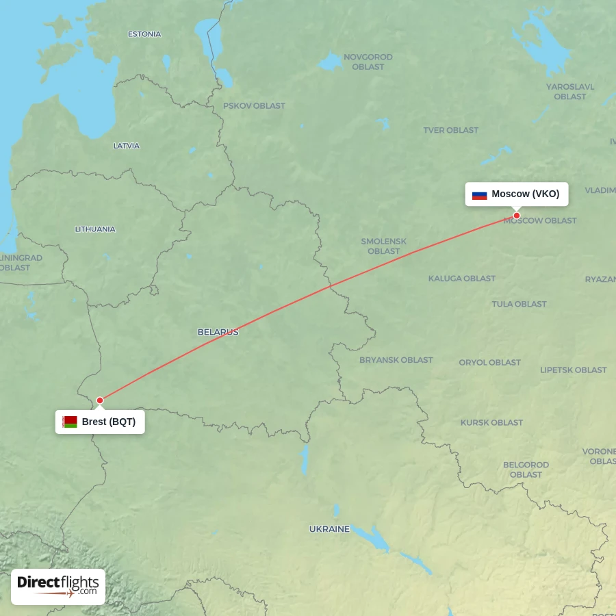 VKO - BQT route map