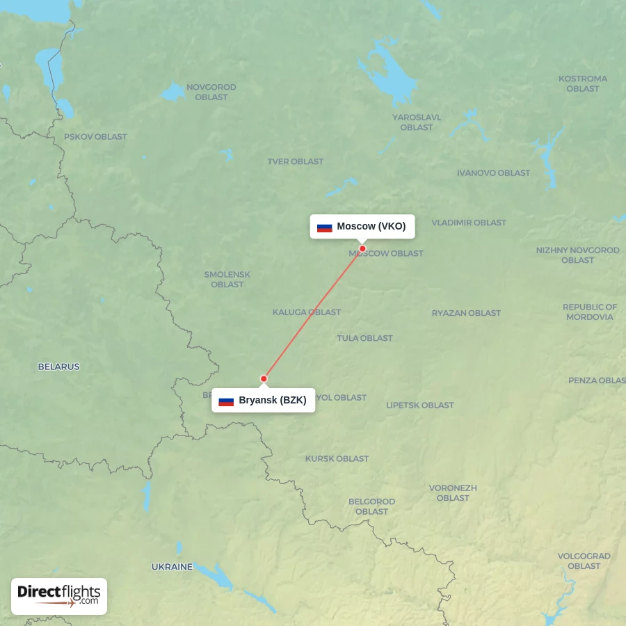 VKO - BZK route map