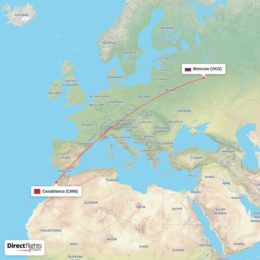 VKO - CMN route map