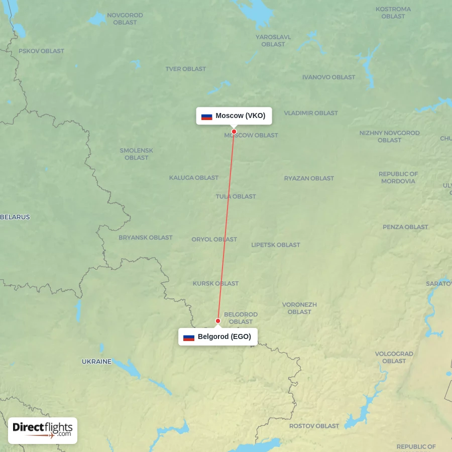 VKO - EGO route map