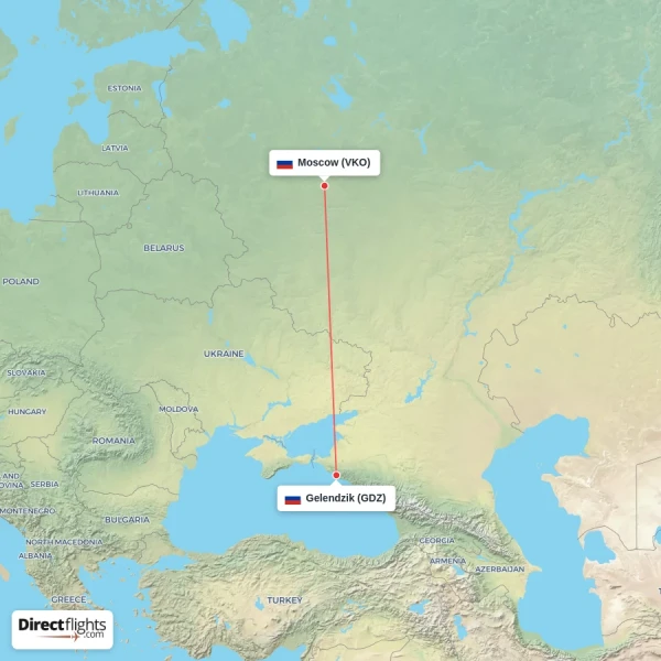 Moscow - Gelendzik direct flight map