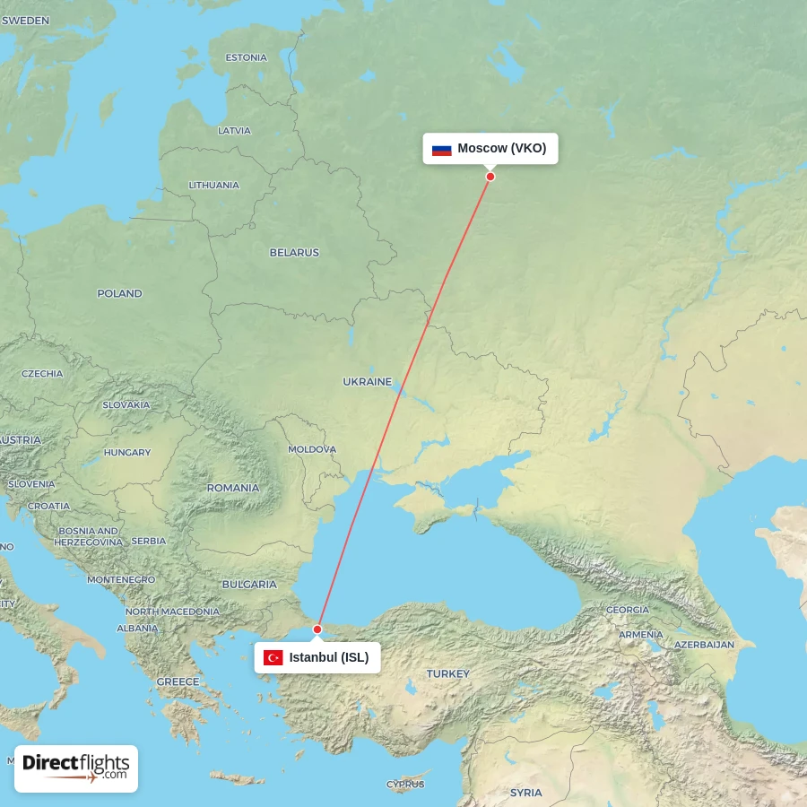 VKO - ISL route map