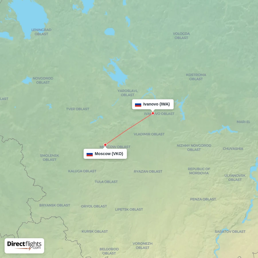 VKO - IWA route map