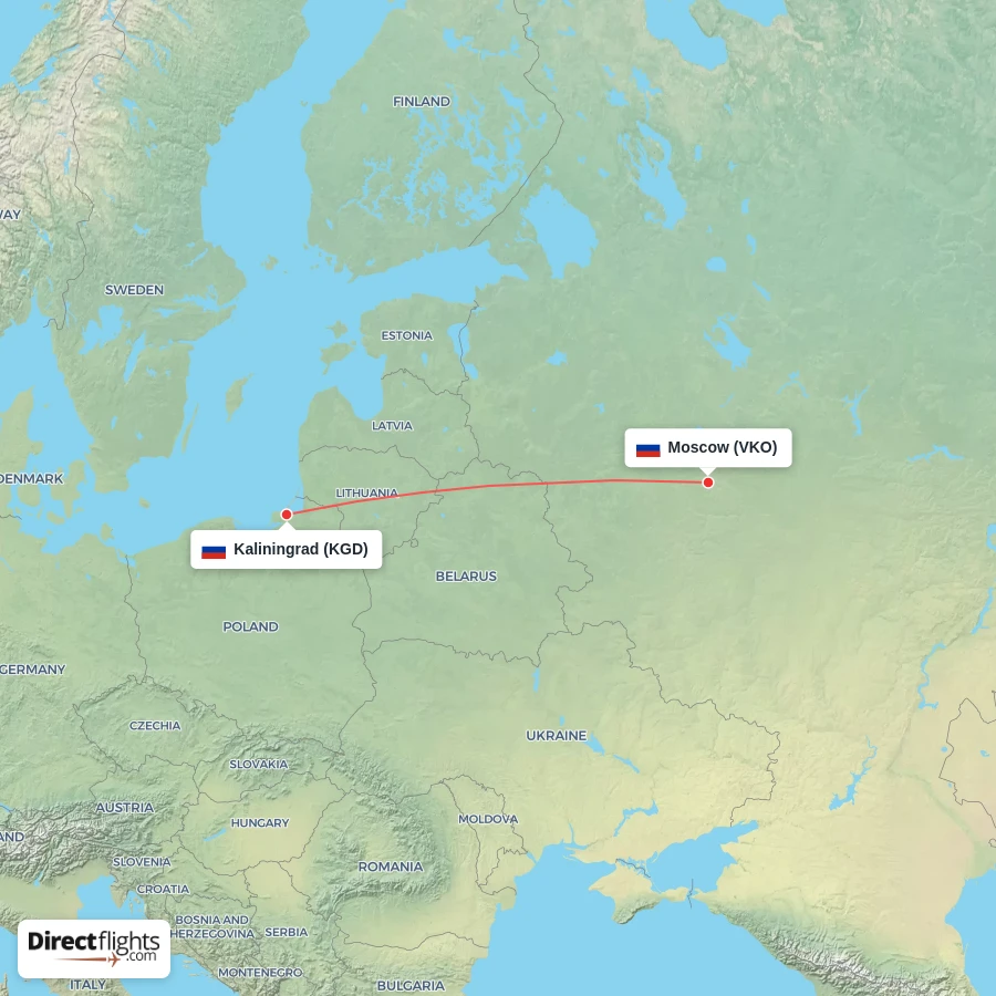 VKO - KGD route map
