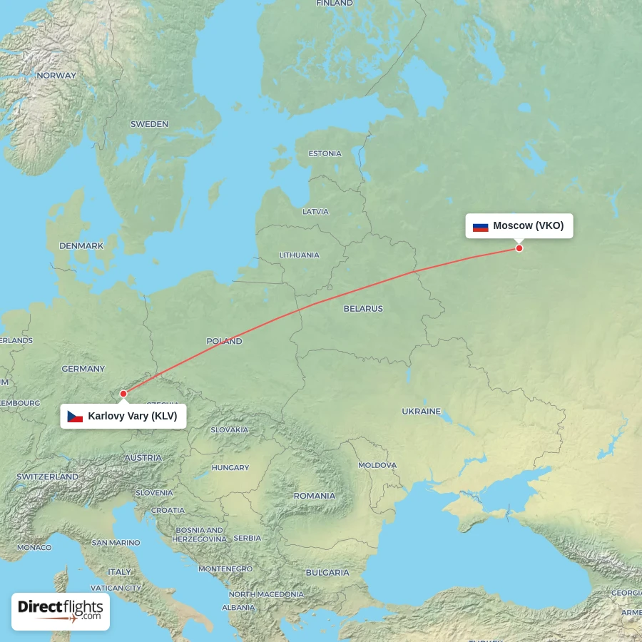 VKO - KLV route map