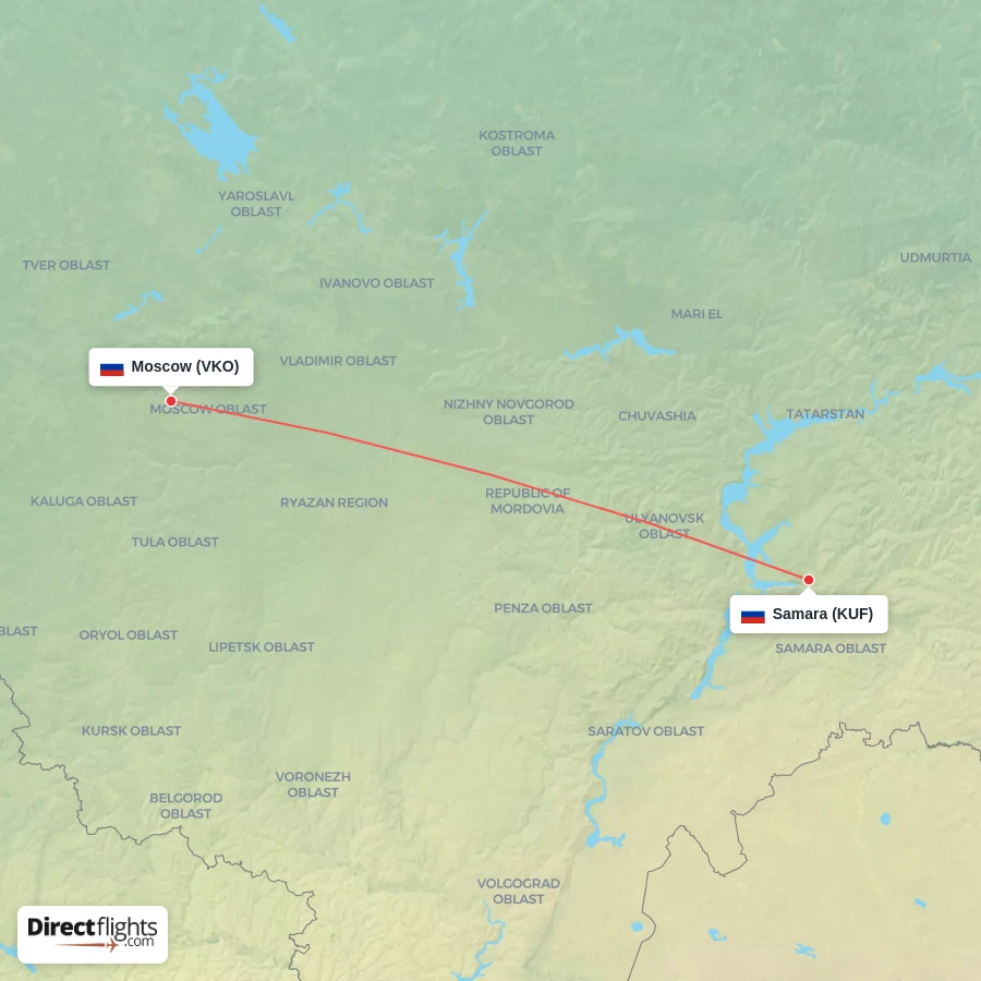 VKO - KUF route map