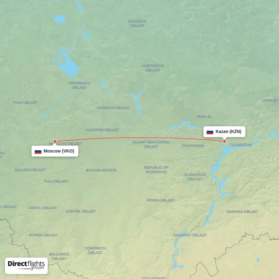VKO - KZN route map