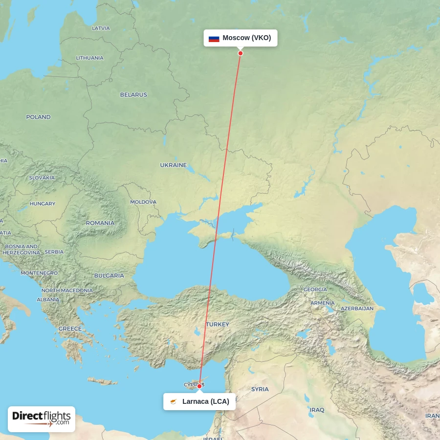 VKO - LCA route map