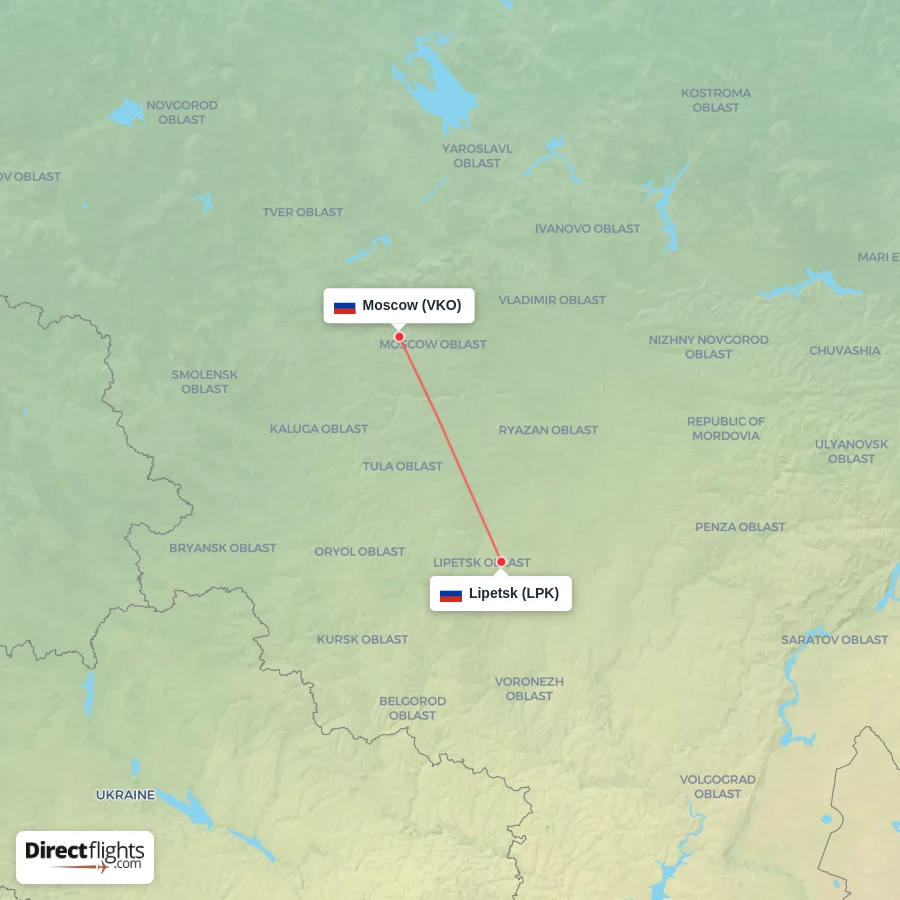 VKO - LPK route map
