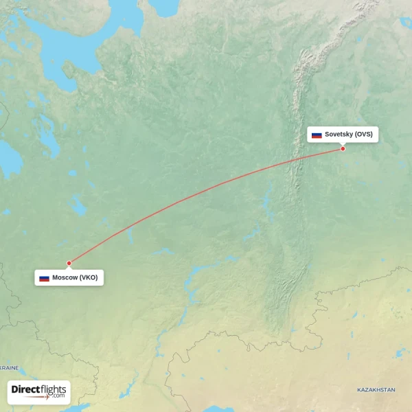 Moscow - Sovetsky direct flight map