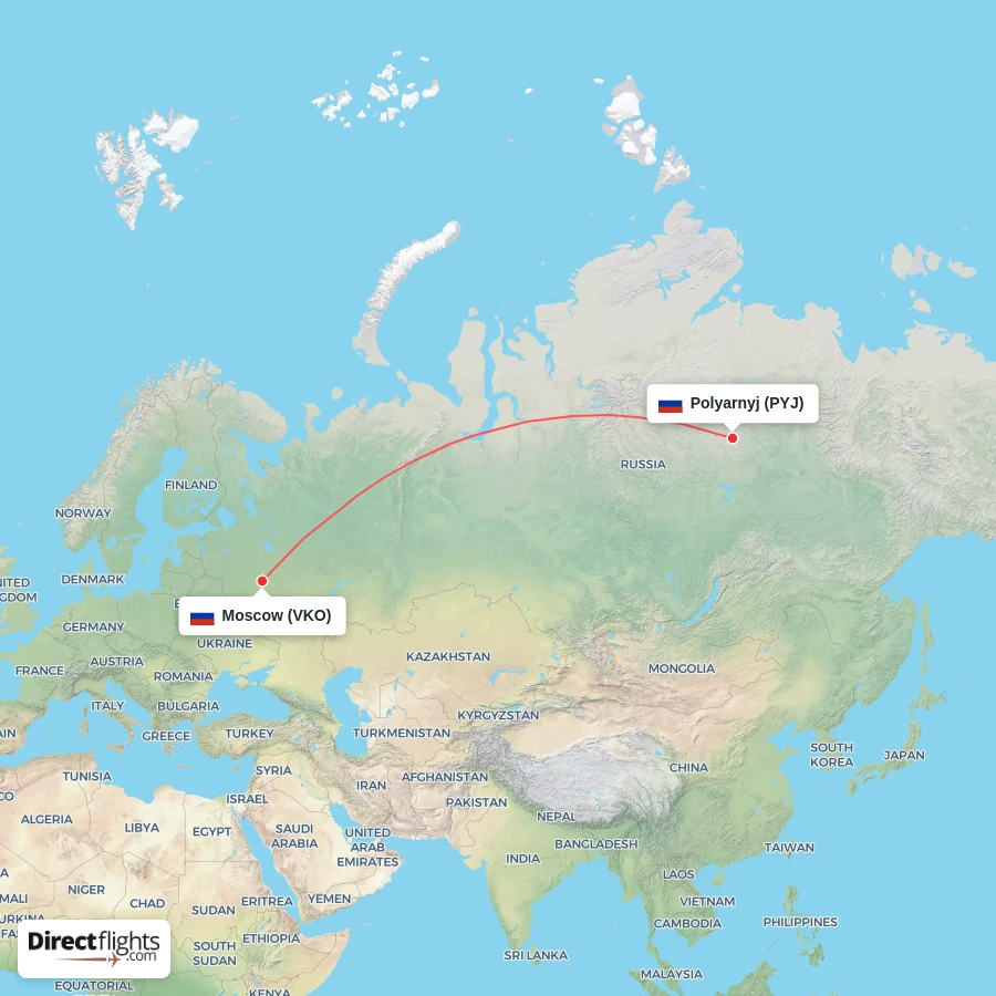 VKO - PYJ route map