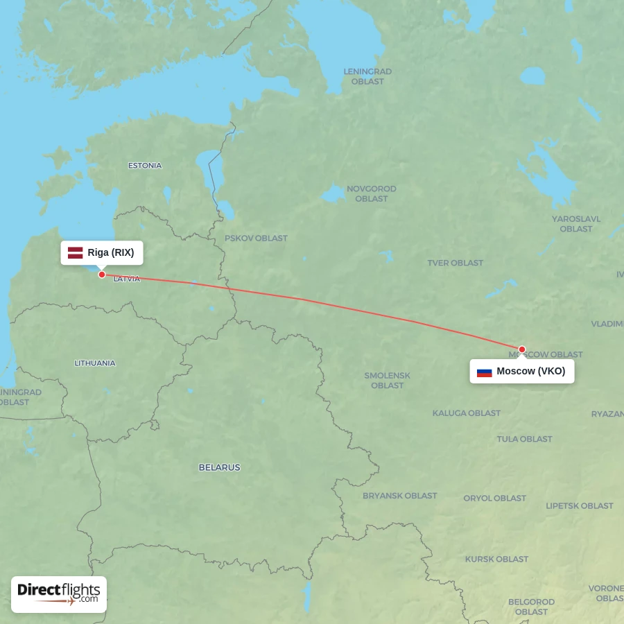VKO - RIX route map