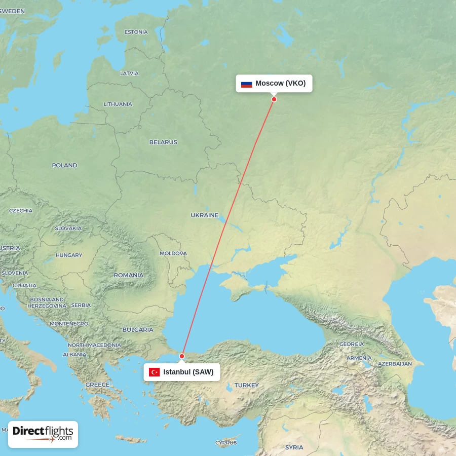 VKO - SAW route map