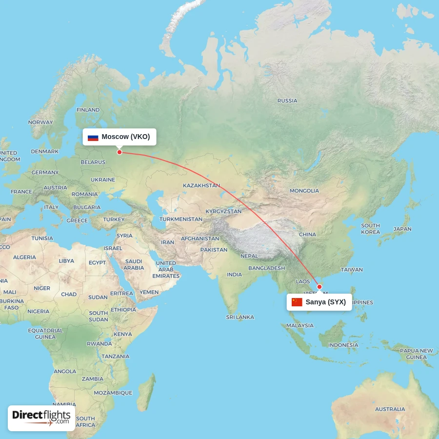 VKO - SYX route map