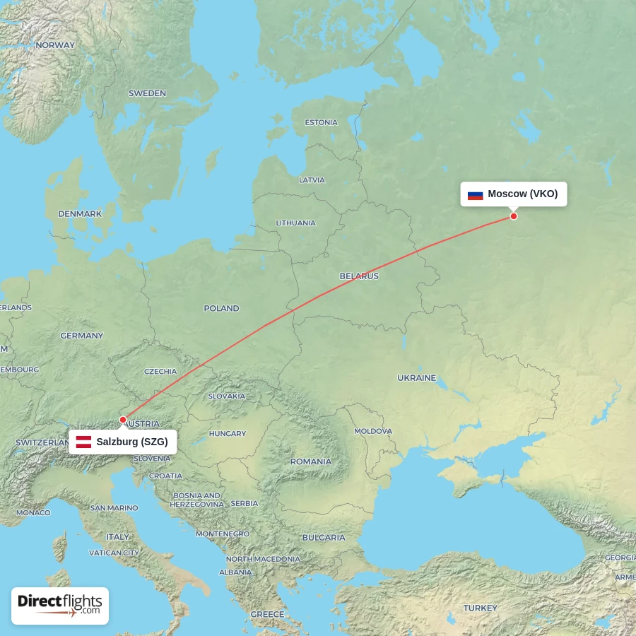 VKO - SZG route map