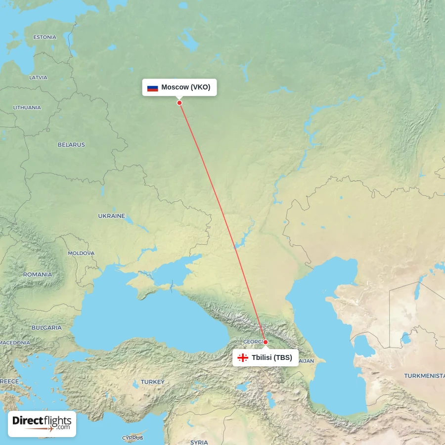 VKO - TBS route map