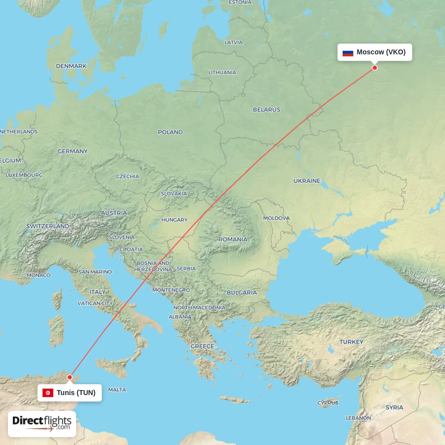VKO - TUN route map