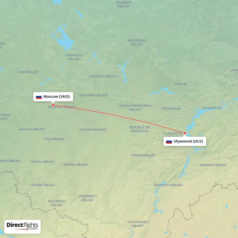 VKO - ULV route map