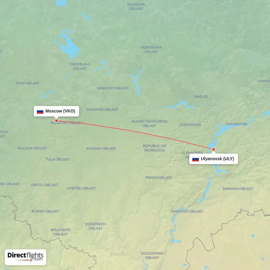 VKO - ULY route map