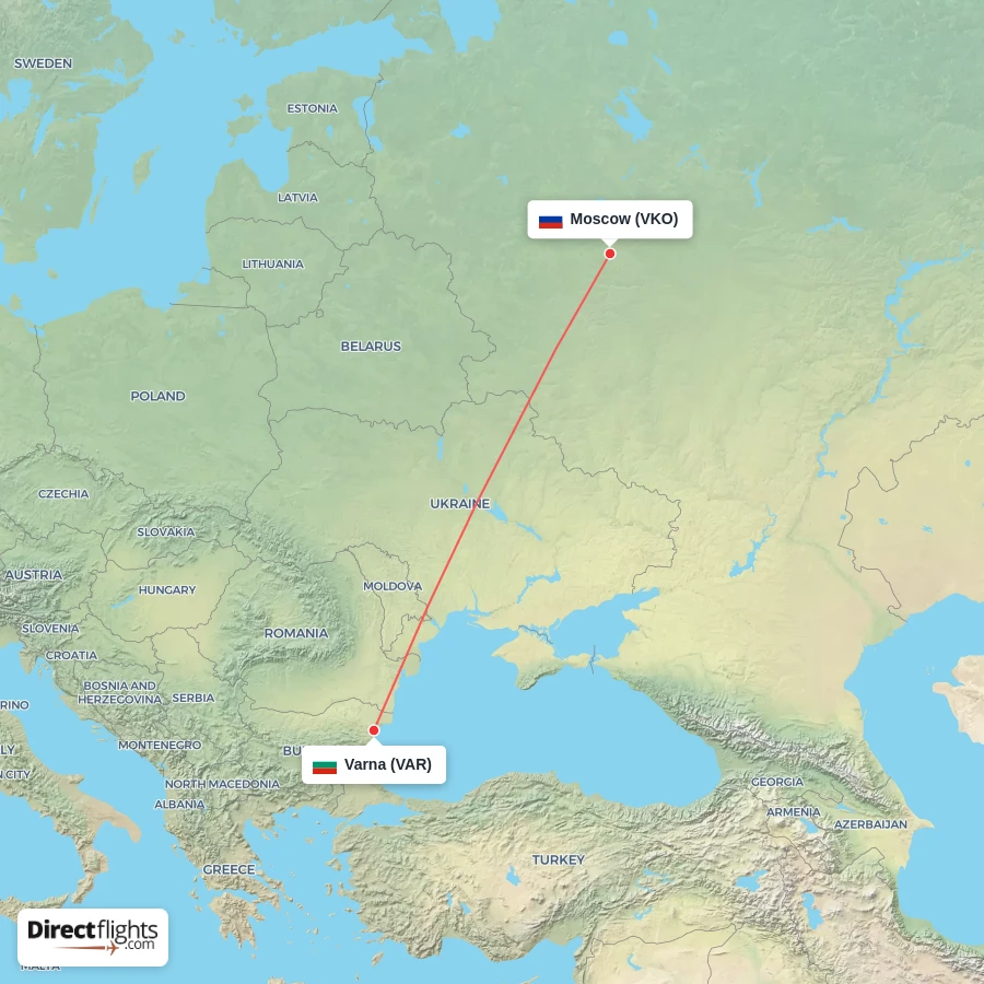 VKO - VAR route map