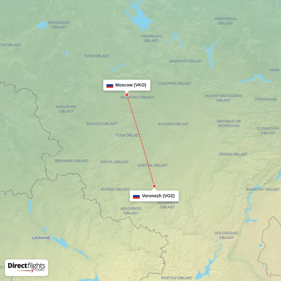 VKO - VOZ route map
