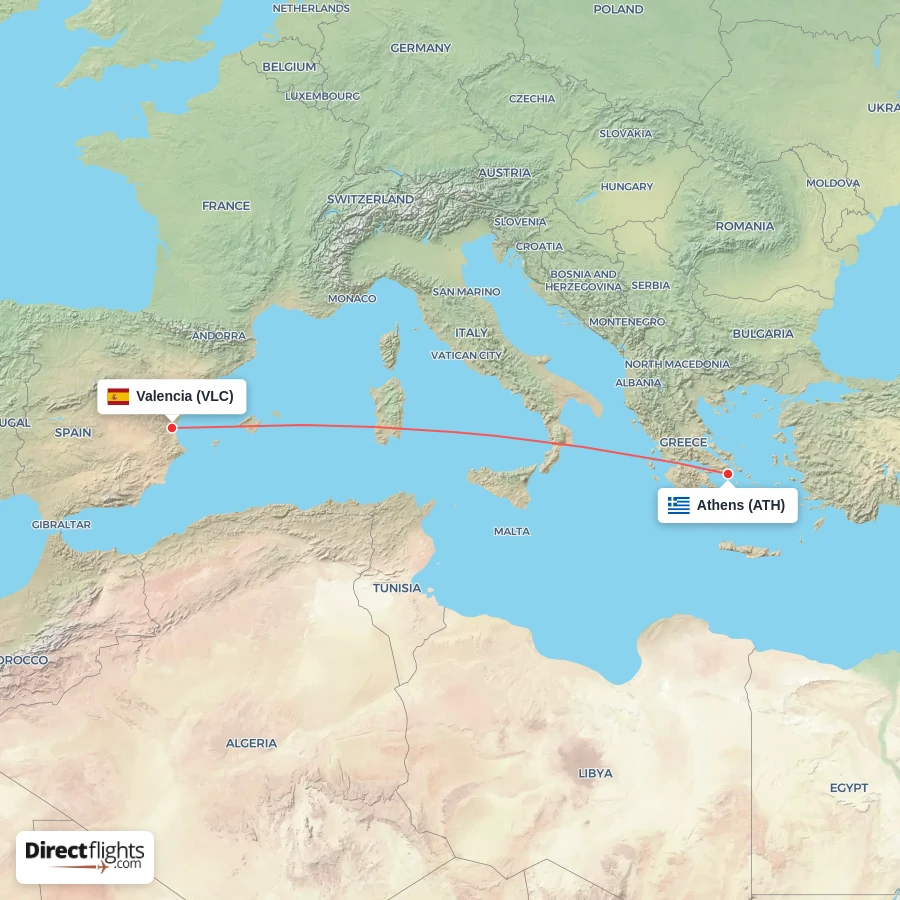 VLC - ATH route map
