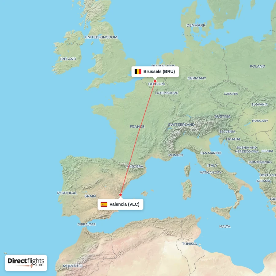 VLC - BRU route map