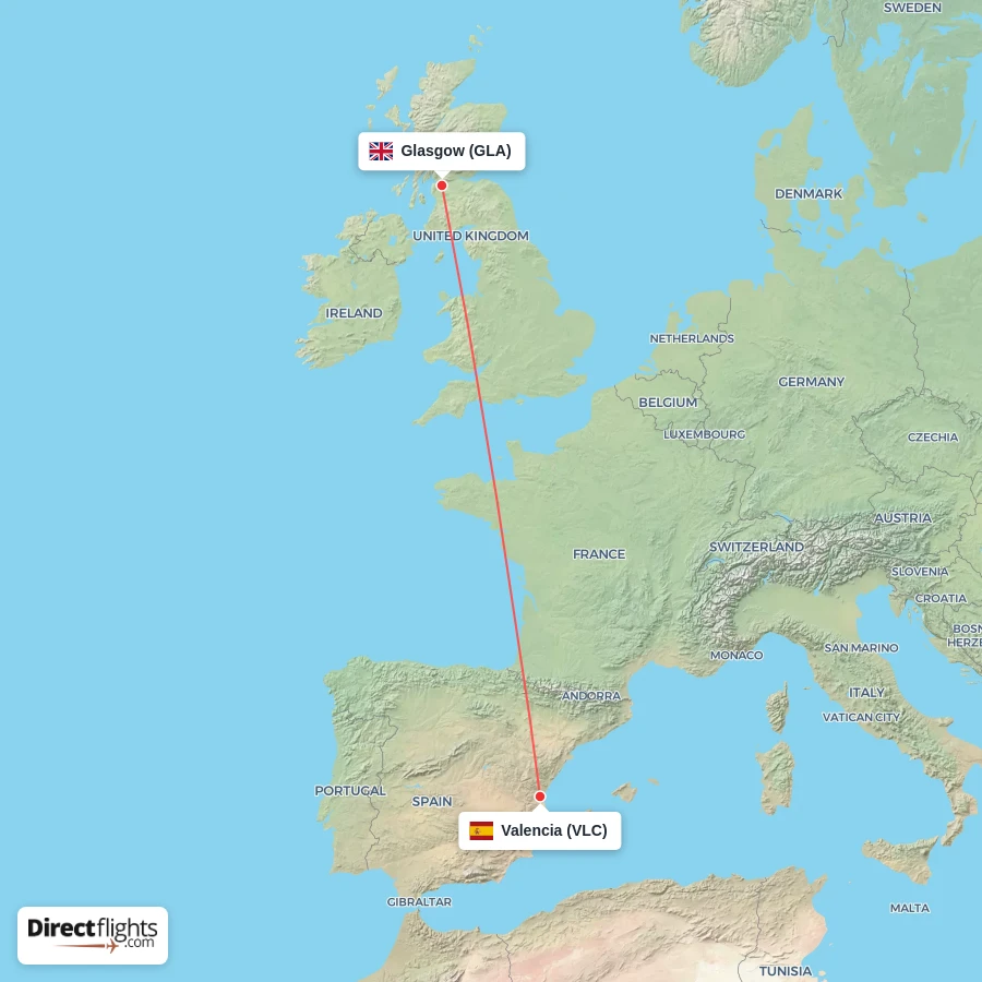 VLC - GLA route map