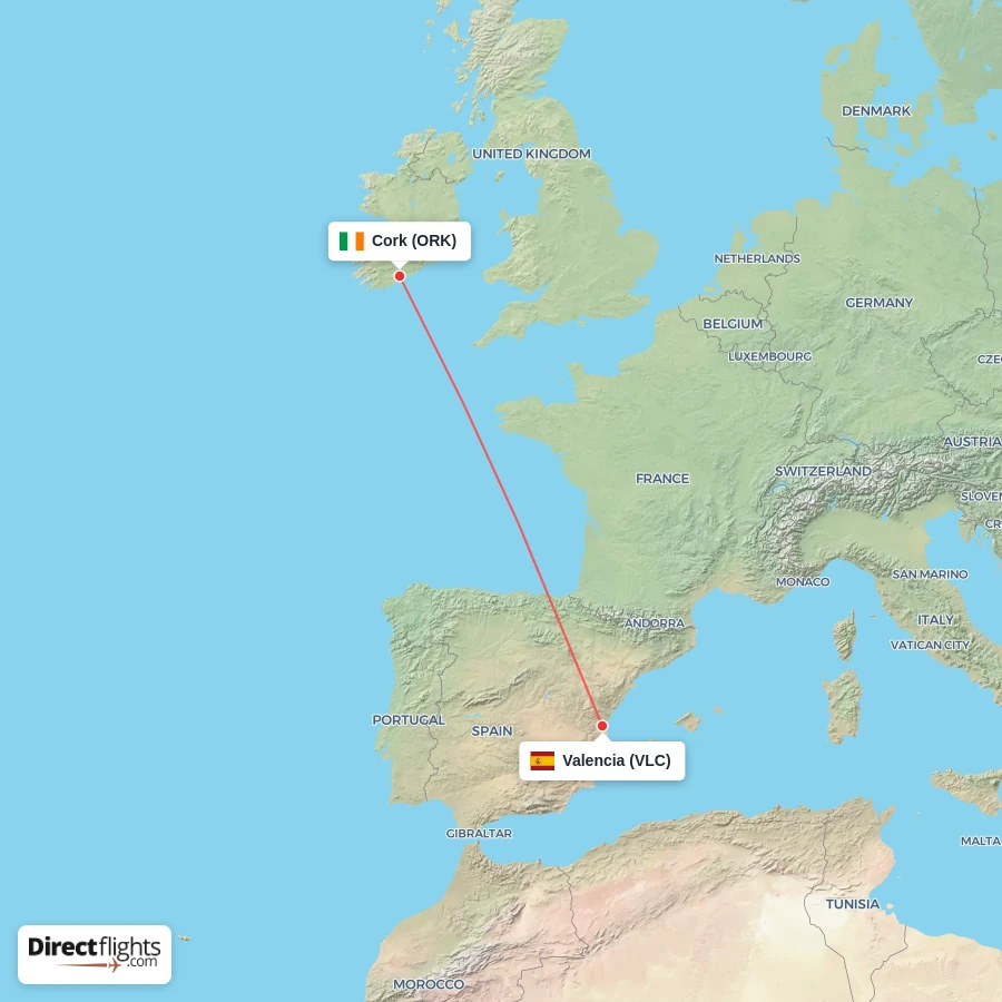 VLC - ORK route map