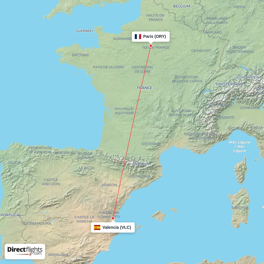 VLC - ORY route map
