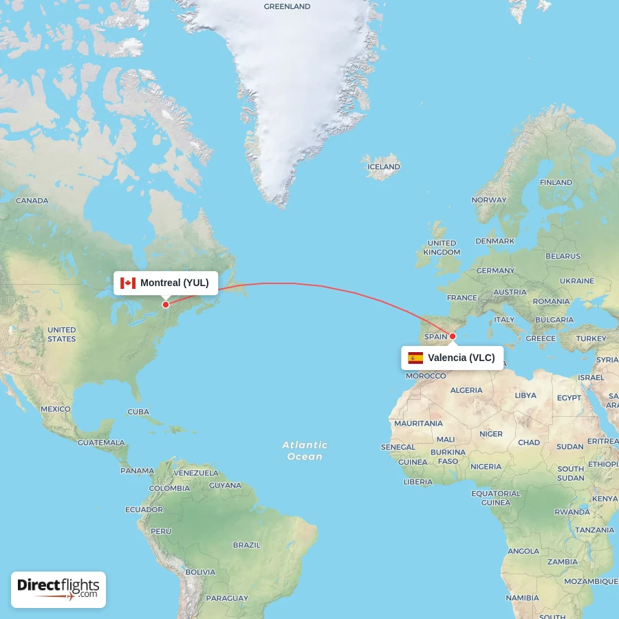 VLC - YUL route map