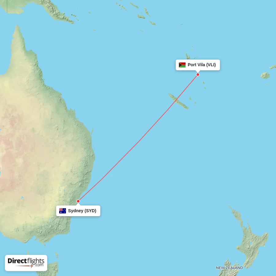VLI - SYD route map