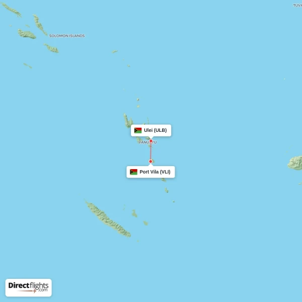 Port Vila - Ulei direct flight map
