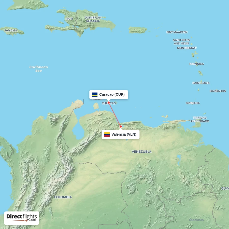 VLN - CUR route map