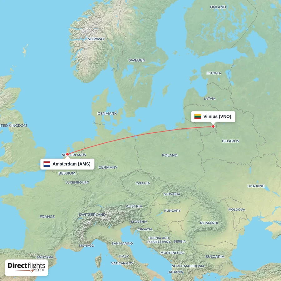 VNO - AMS route map