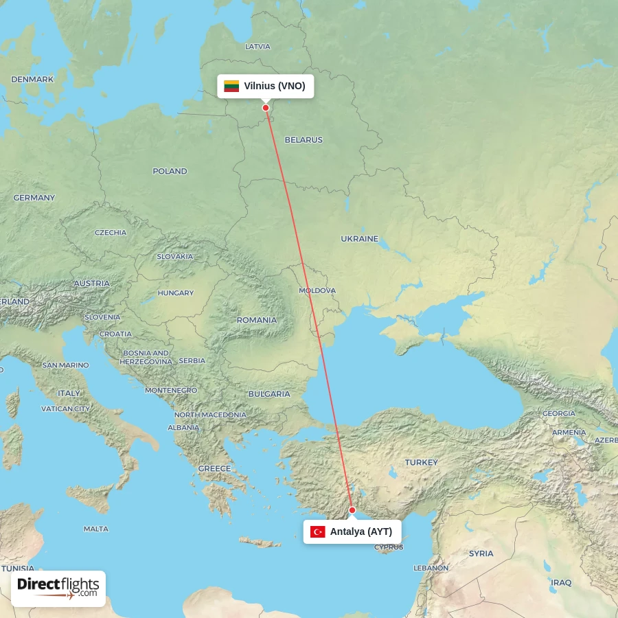 VNO - AYT route map